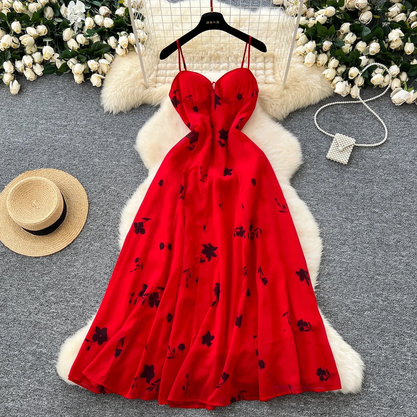 Women Elegant Floral Print Dresses Fashion