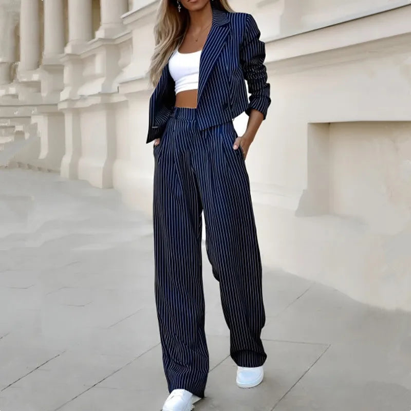 Women Two Piece Set Short Blazer and Pants