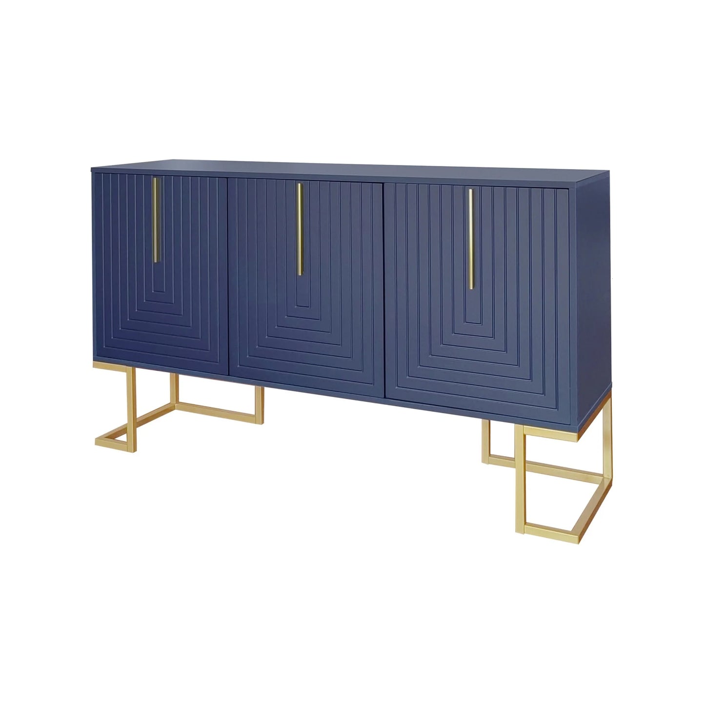 chests of drawers Modern 3-door sideboard with adjustable shelves chest of drawers, navy blue black/white
