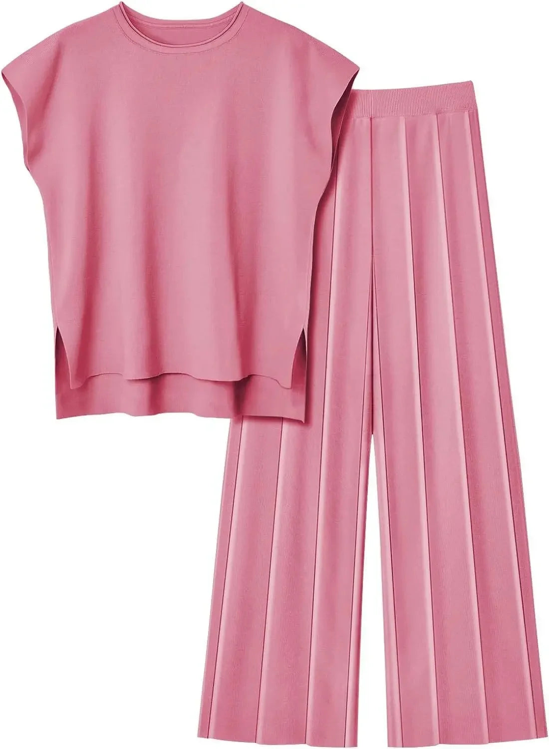 Casual Knitted Women's Set Sleeveless Vest Knitted Sweater plus Wide Leg Pants