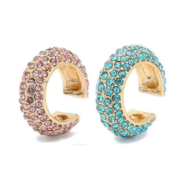 New Arrival Multicolor Crystal Ear Cuff Stackable Shaped Ear Clips No Pierced Cartilage Earring for Women