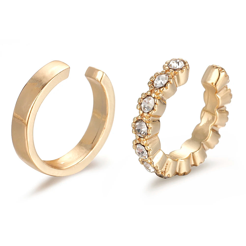 New Arrival Multicolor Crystal Ear Cuff Stackable Shaped Ear Clips No Pierced Cartilage Earring for Women