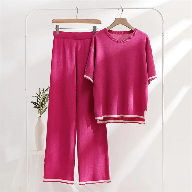 Two Piece Sets Women Loungewear Knit Summer