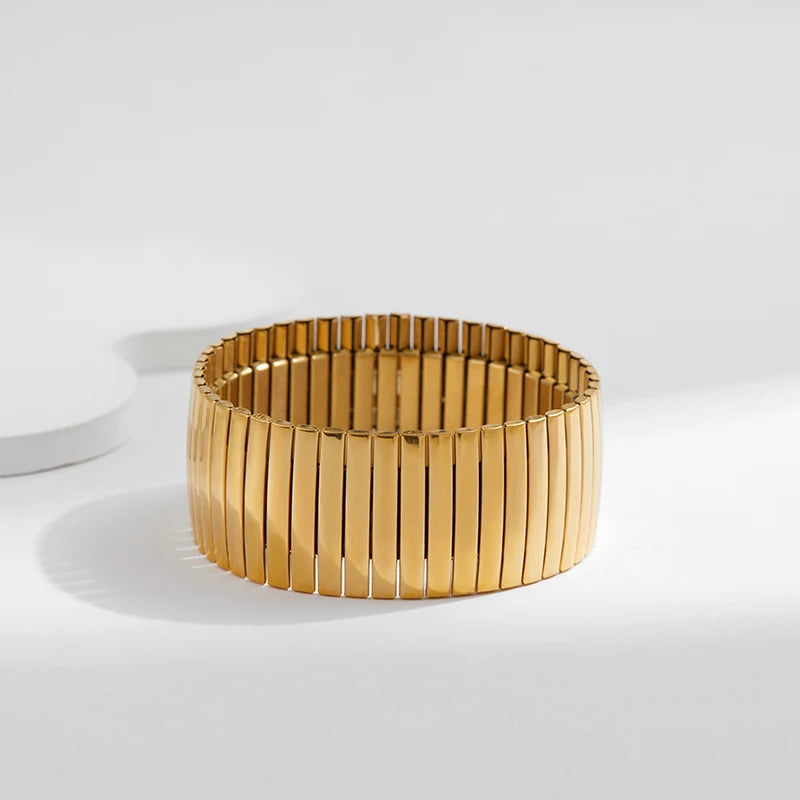 New Gold Plated Stainless Elastic Bracelet For Women