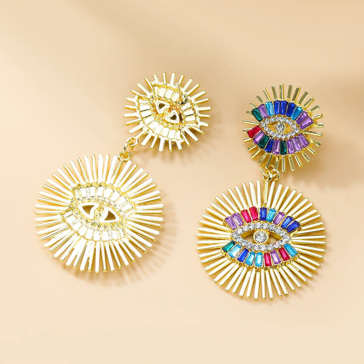 Metal Evil Eye Post Dangle Earrings For Women Multi Colors