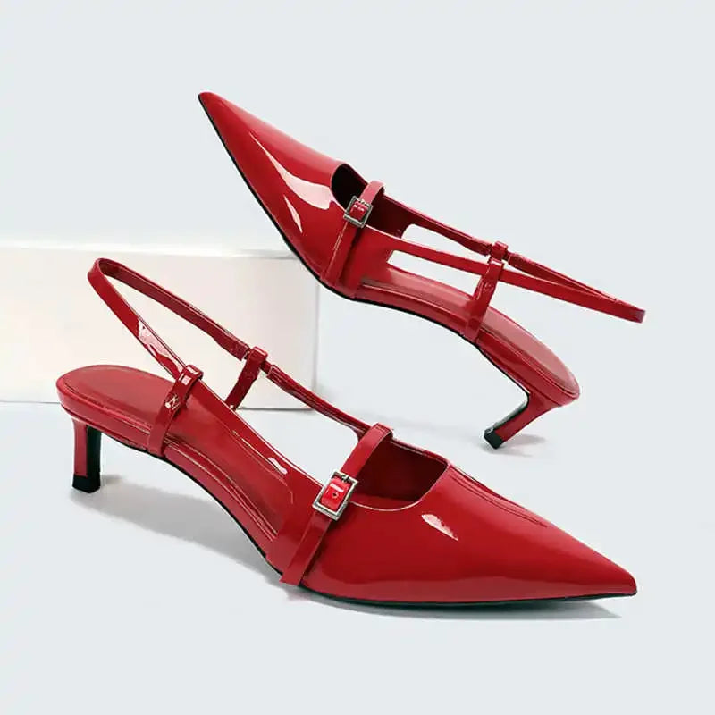 Elegant Red & black Sandals For Women