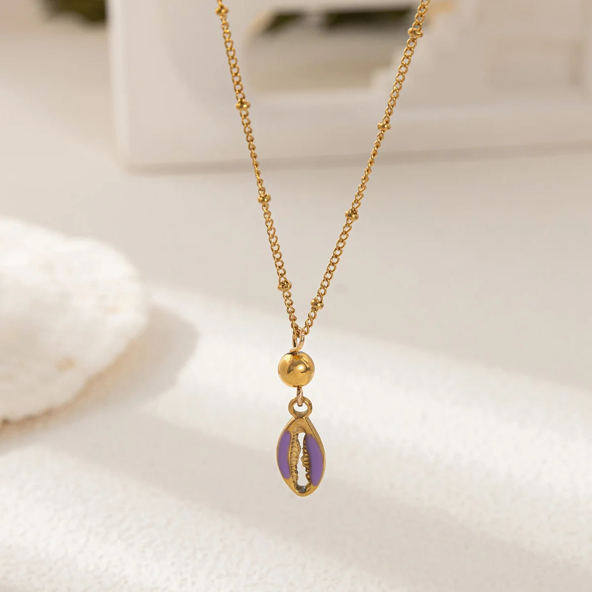 Stainless Steel Sea Turtle Necklaces Dolphin Shell Pendant for Women