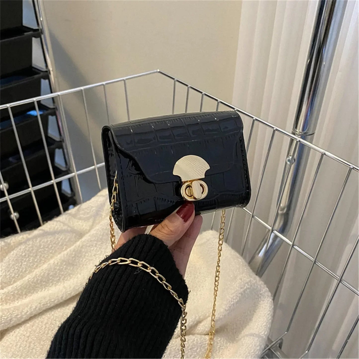 Style Fashion Women'S One Shoulder Crossbody Bag Classic Small Square Bag Girls' Mini Simple Wallet Lipstick Pocket