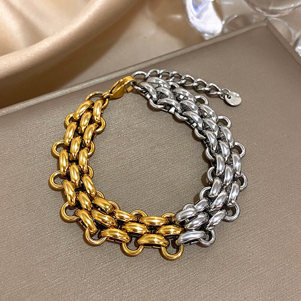 1pc Punk Gold Plated Steel Bracelets for Women Jewelry