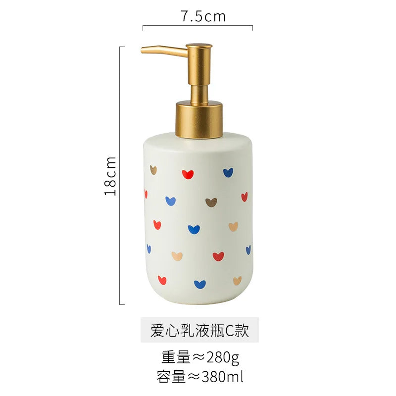 Cute Heart Print ceramic Bathroom Accessories