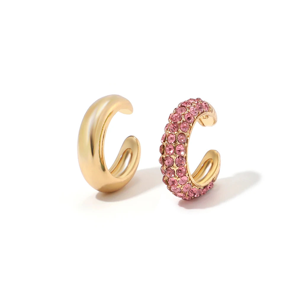 New Arrival Multicolor Crystal Ear Cuff Stackable Shaped Ear Clips No Pierced Cartilage Earring for Women