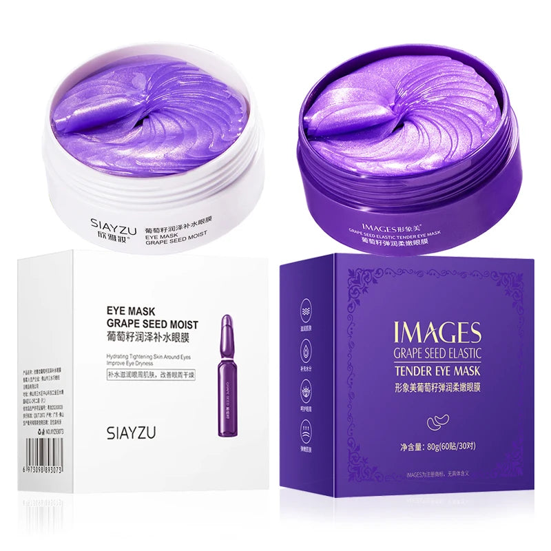 60pcs/box Grape Crystal Collagen Eye Mask Anti Dark Circles Eye Bags Moisturizing Anti-aging Eye Patches Eyes Skin Care Products