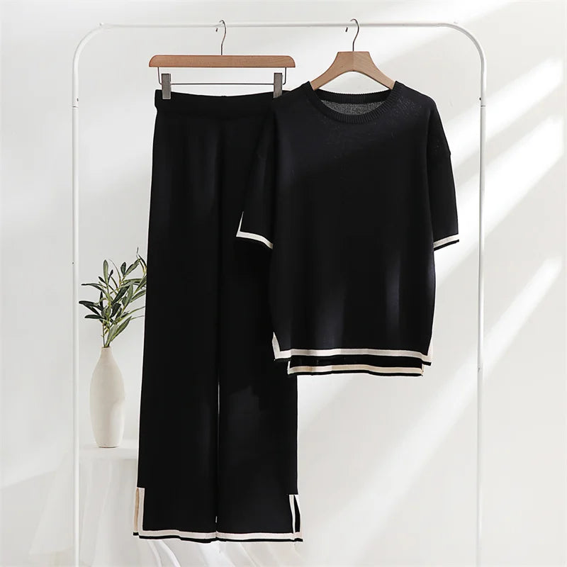 Two Piece Sets Women Loungewear Knit Summer