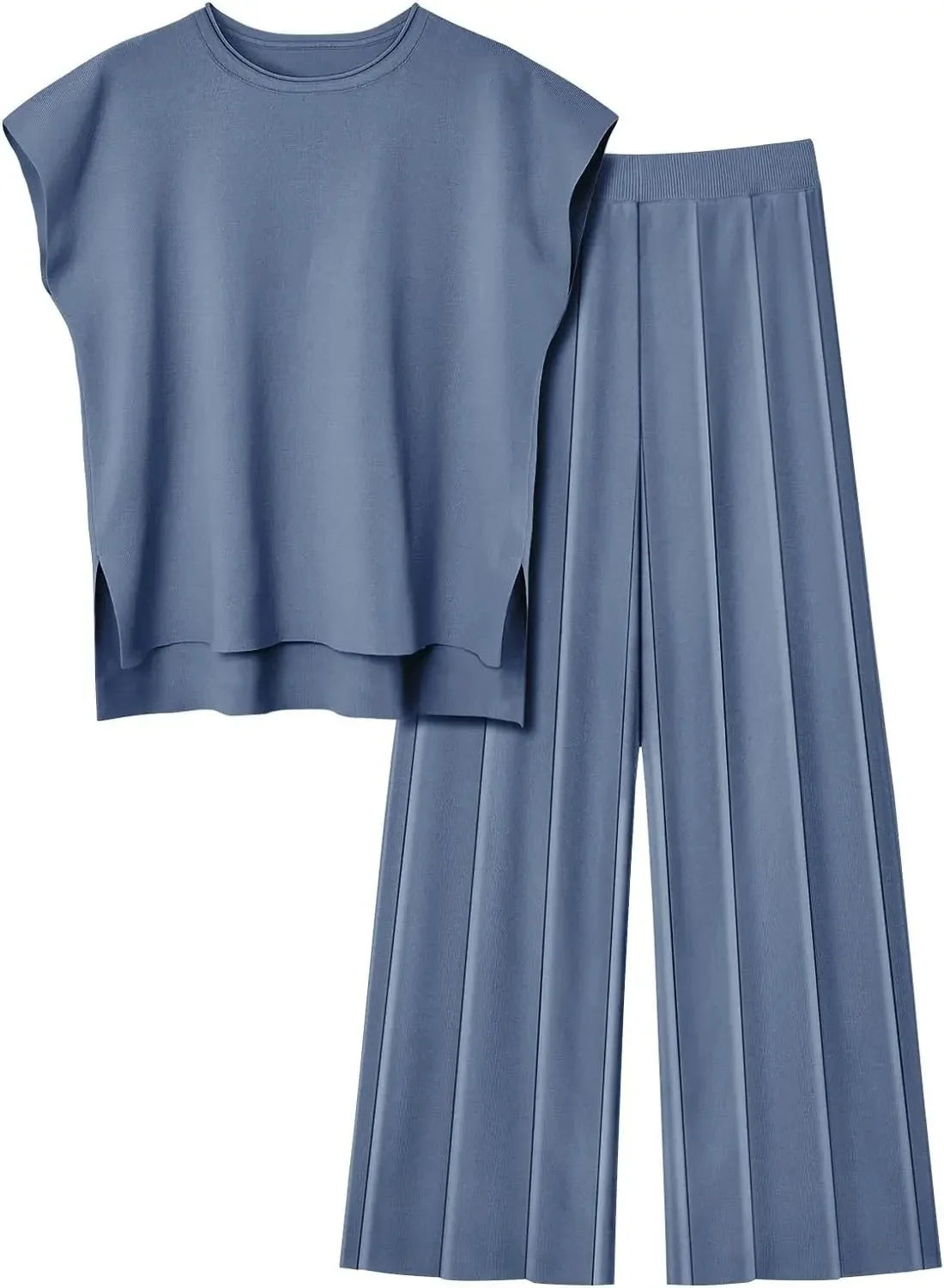 Casual Knitted Women's Set Sleeveless Vest Knitted Sweater plus Wide Leg Pants