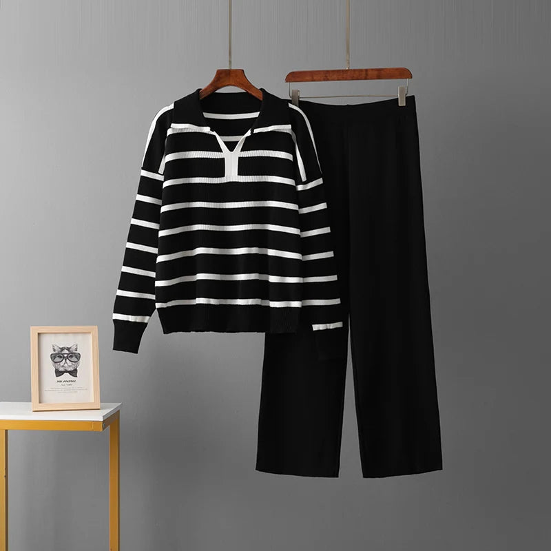 Suit Loose Knit Women's Pantsuit Sets for Women 2 Pieces