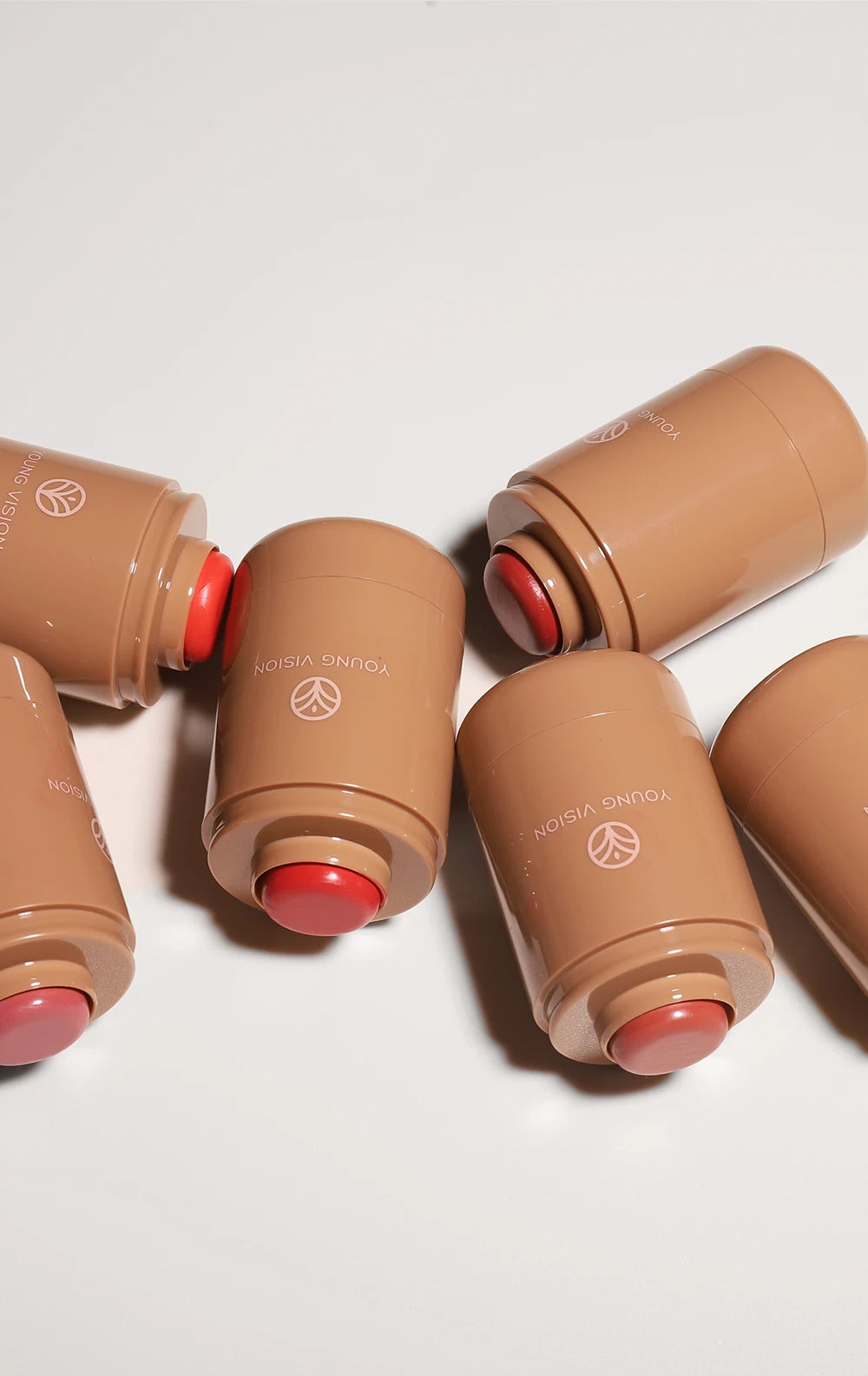 Powder blusher stick, natural 6 color, matte, portable, lip and cheek pocket, rouge cream