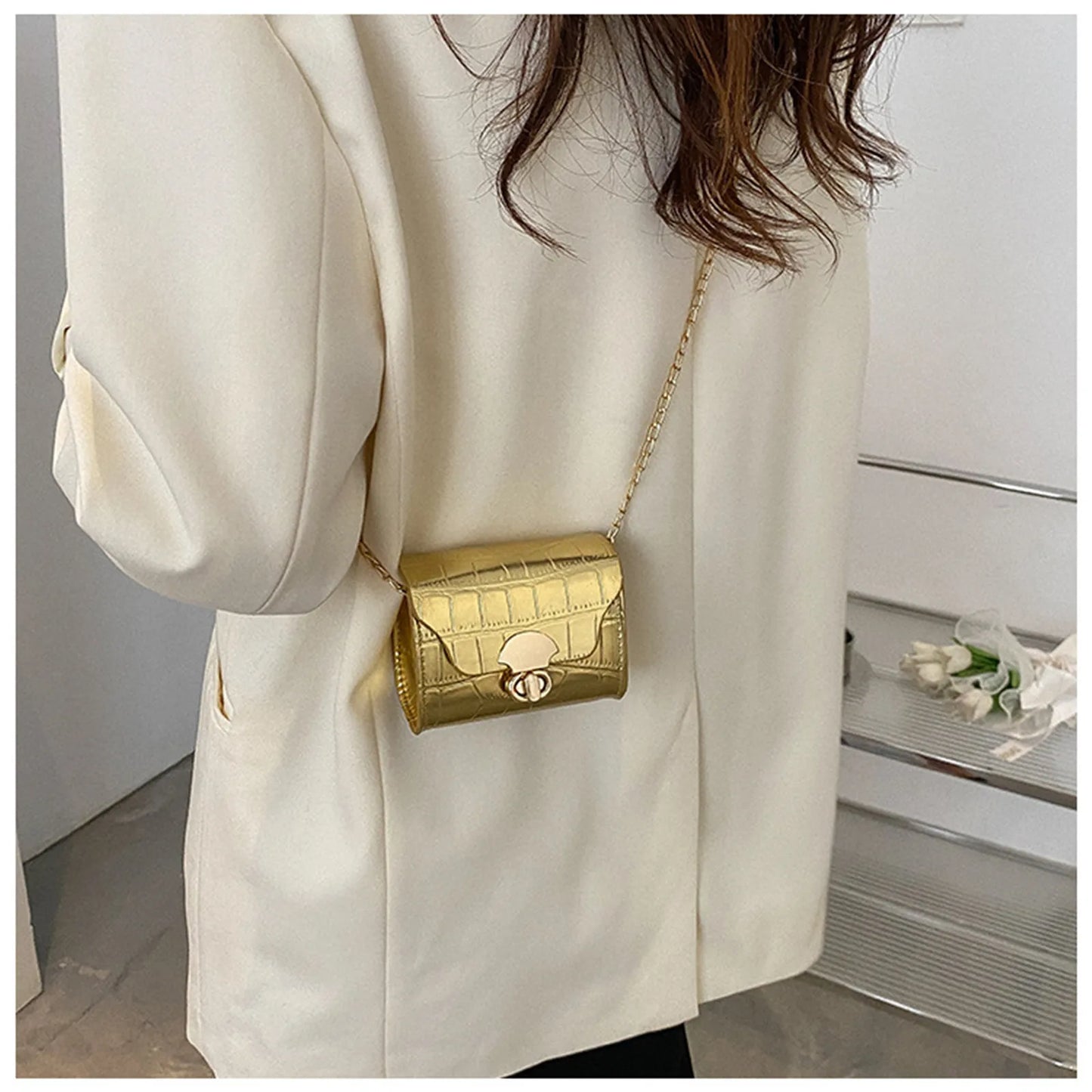 Style Fashion Women'S One Shoulder Crossbody Bag Classic Small Square Bag Girls' Mini Simple Wallet Lipstick Pocket