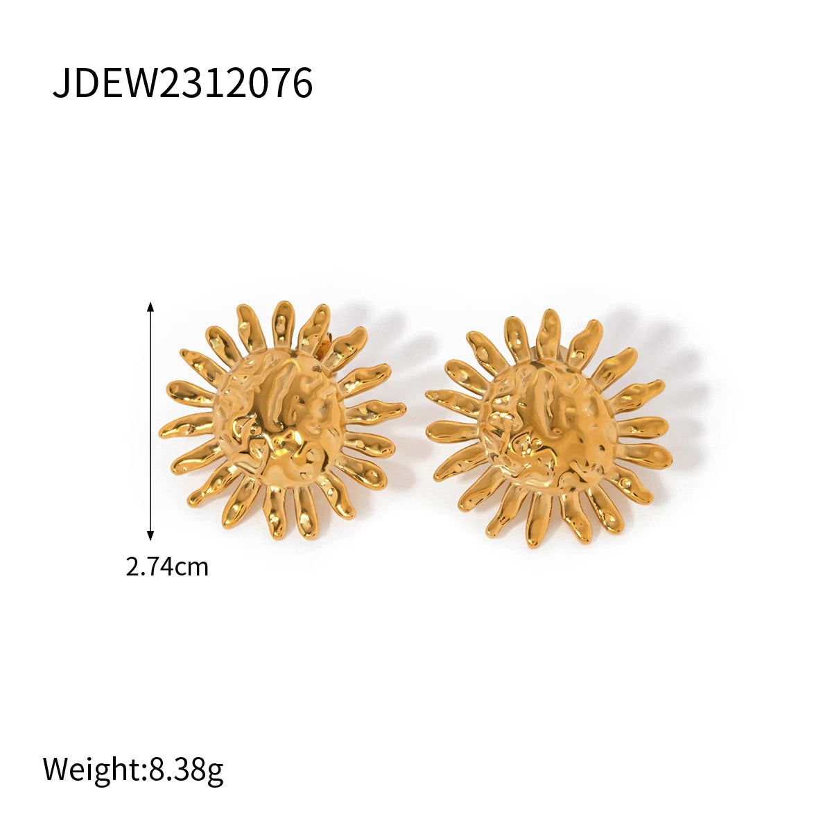 Gold Plated Stainless Sunflower Earrings & Pendant Necklace