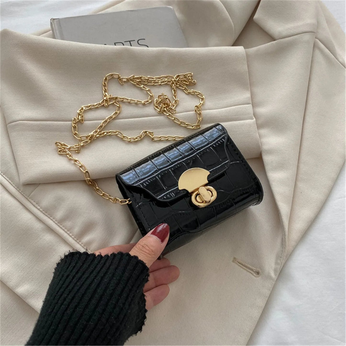 Style Fashion Women'S One Shoulder Crossbody Bag Classic Small Square Bag Girls' Mini Simple Wallet Lipstick Pocket