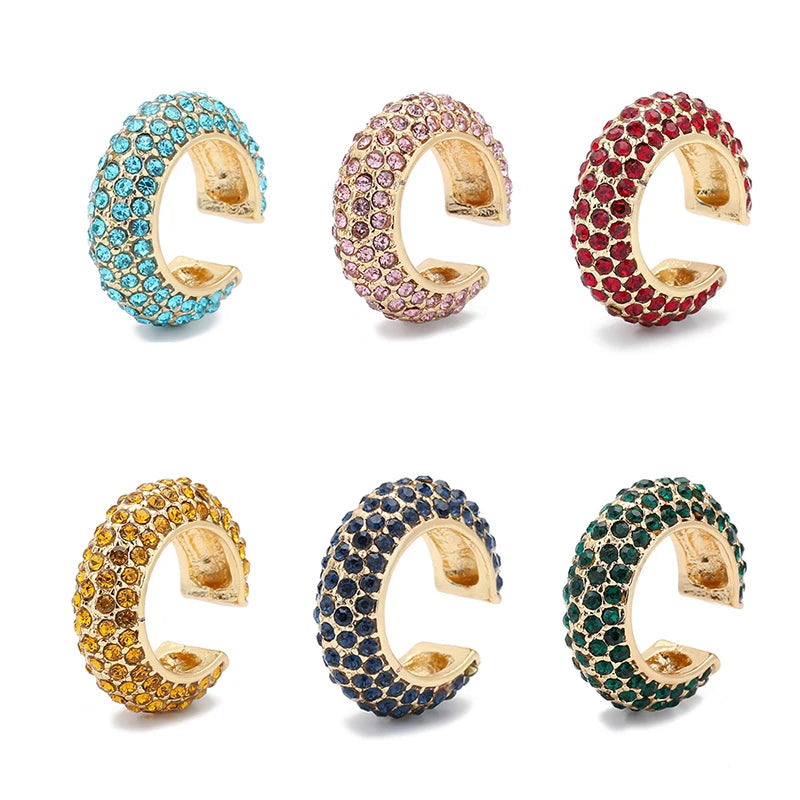 New Arrival Multicolor Crystal Ear Cuff Stackable Shaped Ear Clips No Pierced Cartilage Earring for Women