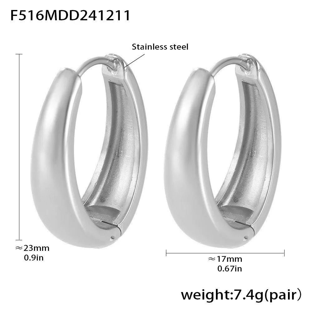 New Silver U-shaped Earrings Women's Stainless Steel Gold-plated Personalized Earrings