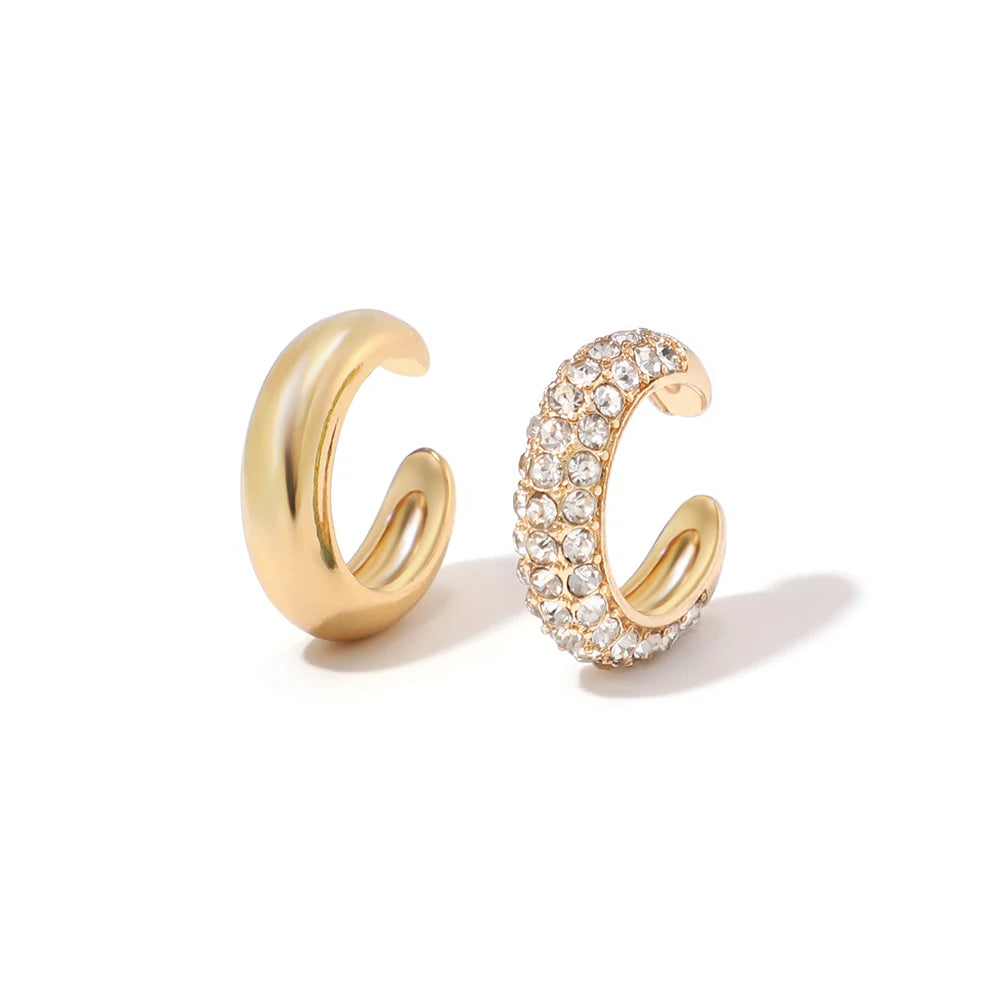 New Arrival Multicolor Crystal Ear Cuff Stackable Shaped Ear Clips No Pierced Cartilage Earring for Women