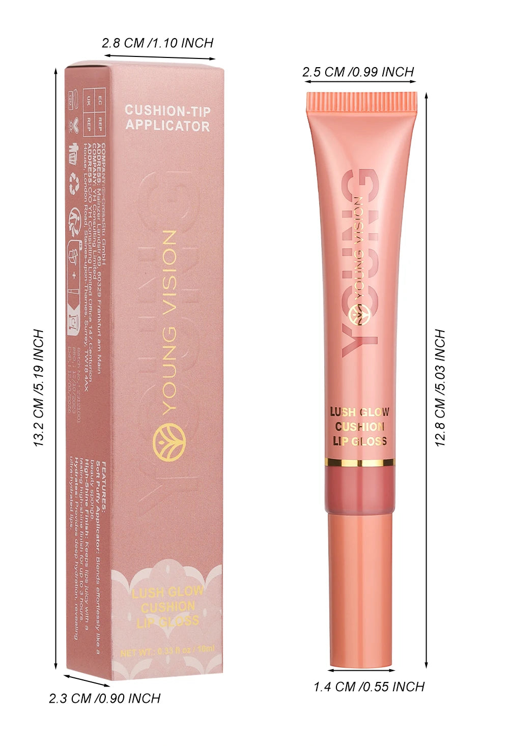 Liquid Water Brightening Lip 6 Color Plush Brush Head Squeezing Lip Color Moisturizing Lip Glaze