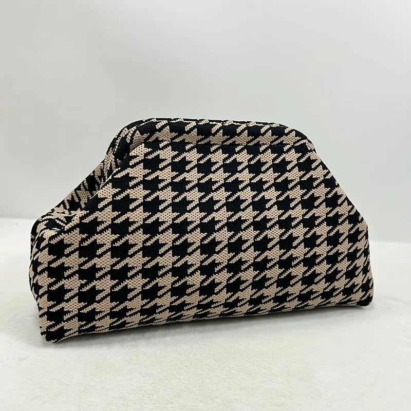 New high-end multi-functional knitted houndstooth Shoulder bag