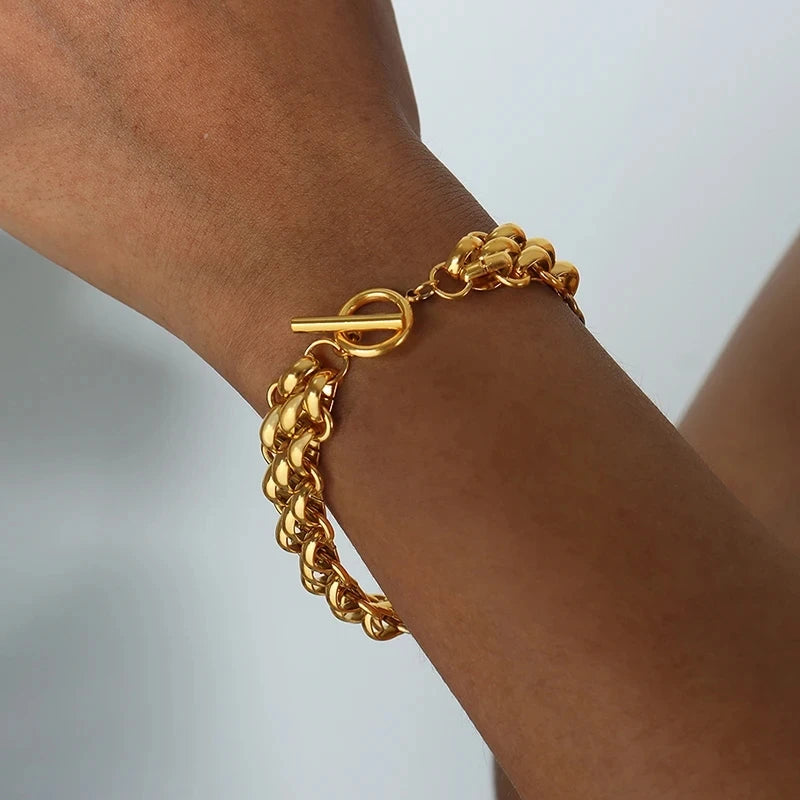 1pc Punk Gold Plated Steel Bracelets for Women Jewelry