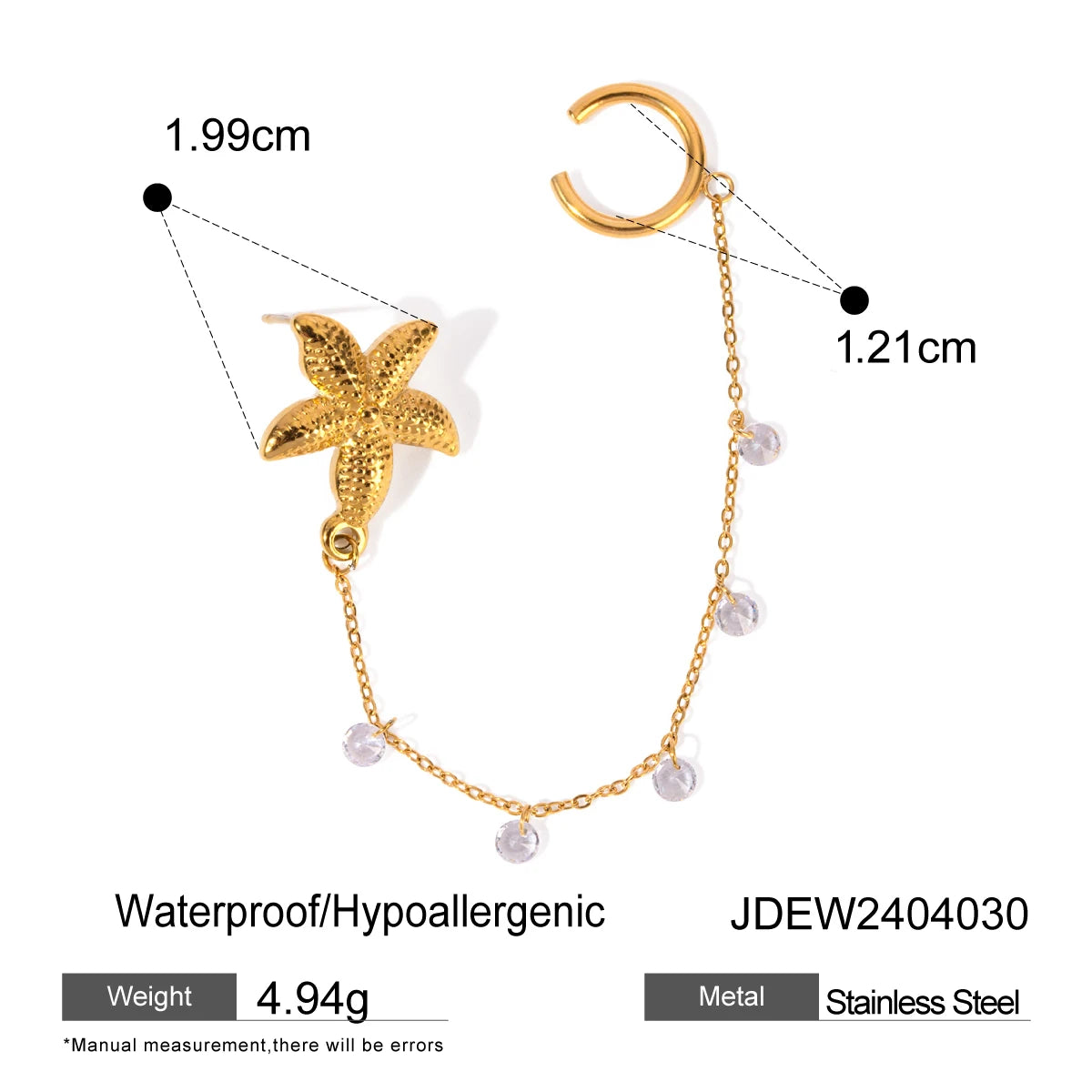 Gold Plated Stainless SteelStarfish earrings