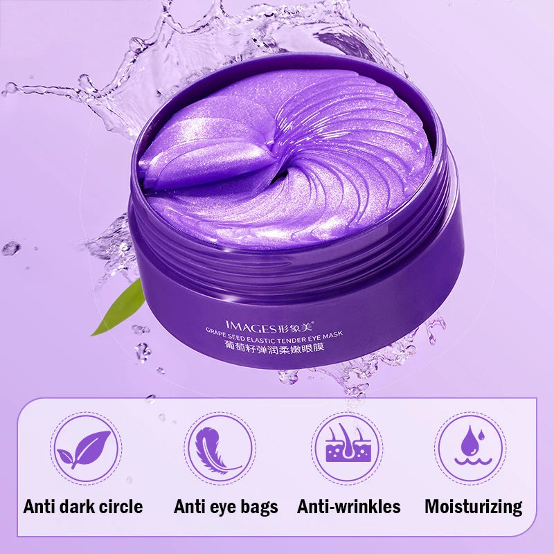 60pcs/box Grape Crystal Collagen Eye Mask Anti Dark Circles Eye Bags Moisturizing Anti-aging Eye Patches Eyes Skin Care Products