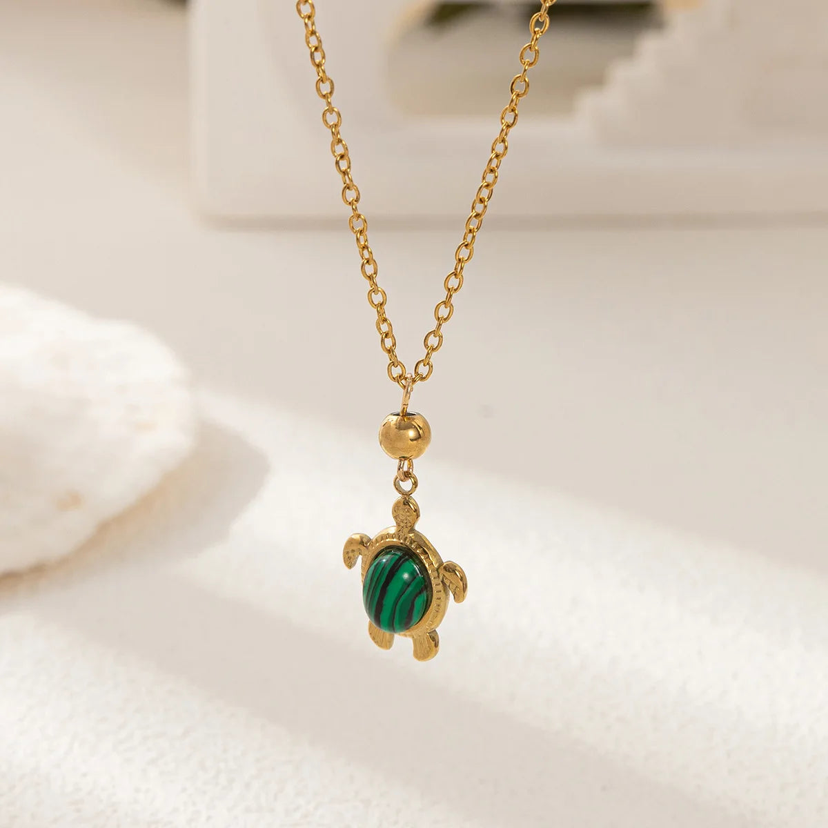 Stainless Steel Sea Turtle Necklaces Dolphin Shell Pendant for Women