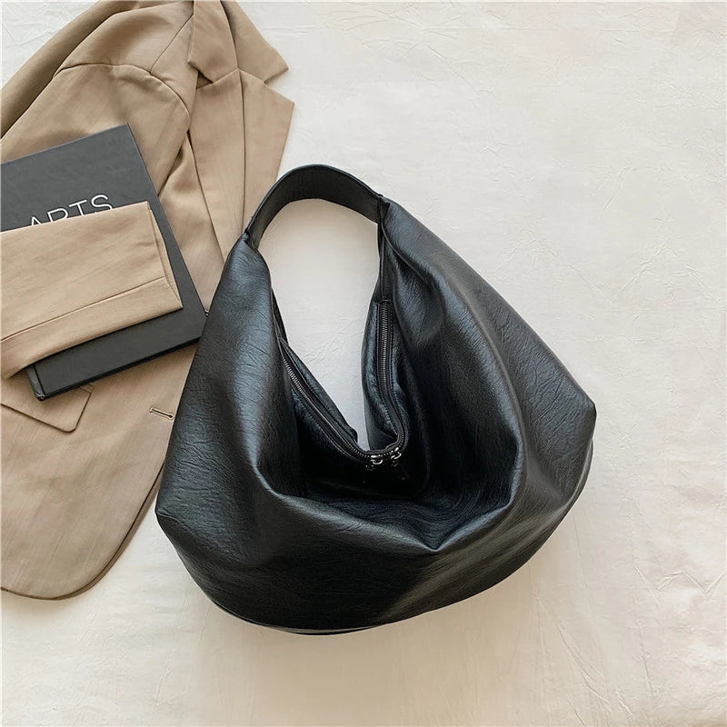 Big Black Shoulder Bags for Women Quality Soft Crossbody Handbag