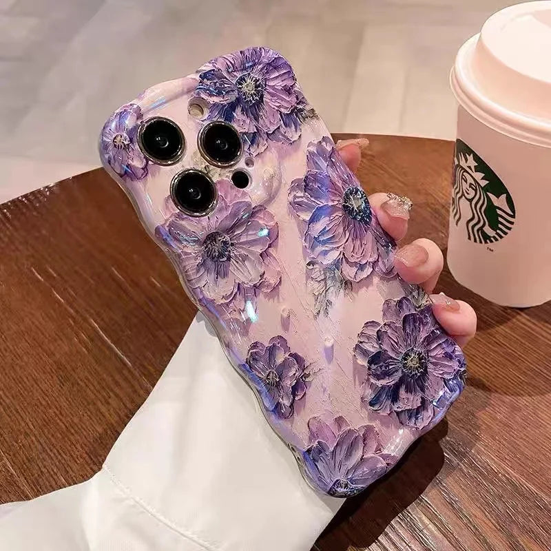 Custodia per telefono con fiori laser rosa di lusso per iPhone 14 Pro Max 11 12 13 15 Pro Max, protezione per obiettivo, antiurto, morbida