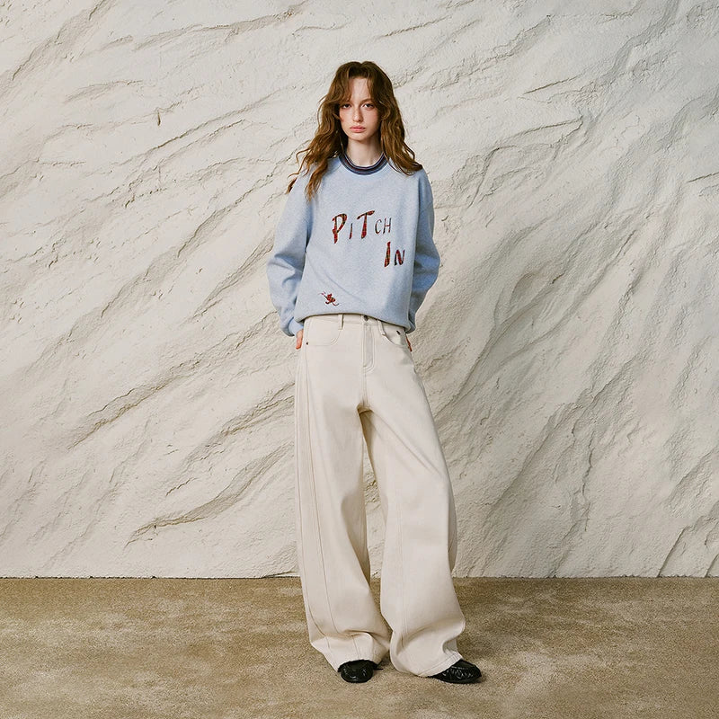 Women Sweatshirt New Striped Stand Collar Warm Loose Top