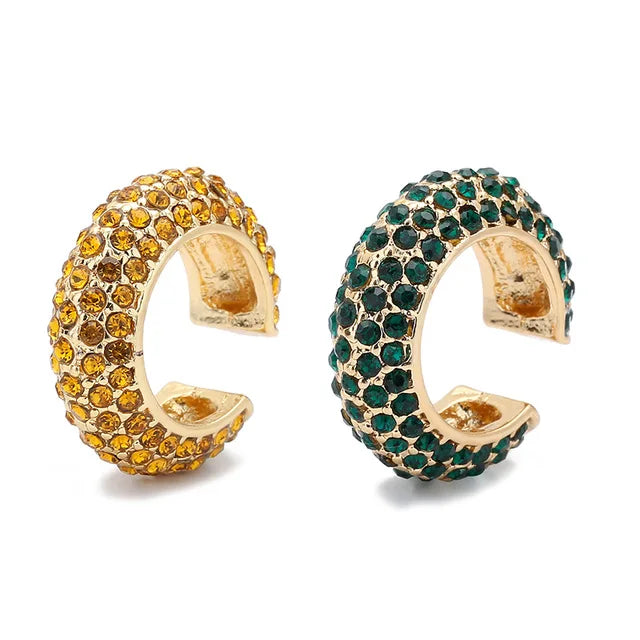 New Arrival Multicolor Crystal Ear Cuff Stackable Shaped Ear Clips No Pierced Cartilage Earring for Women