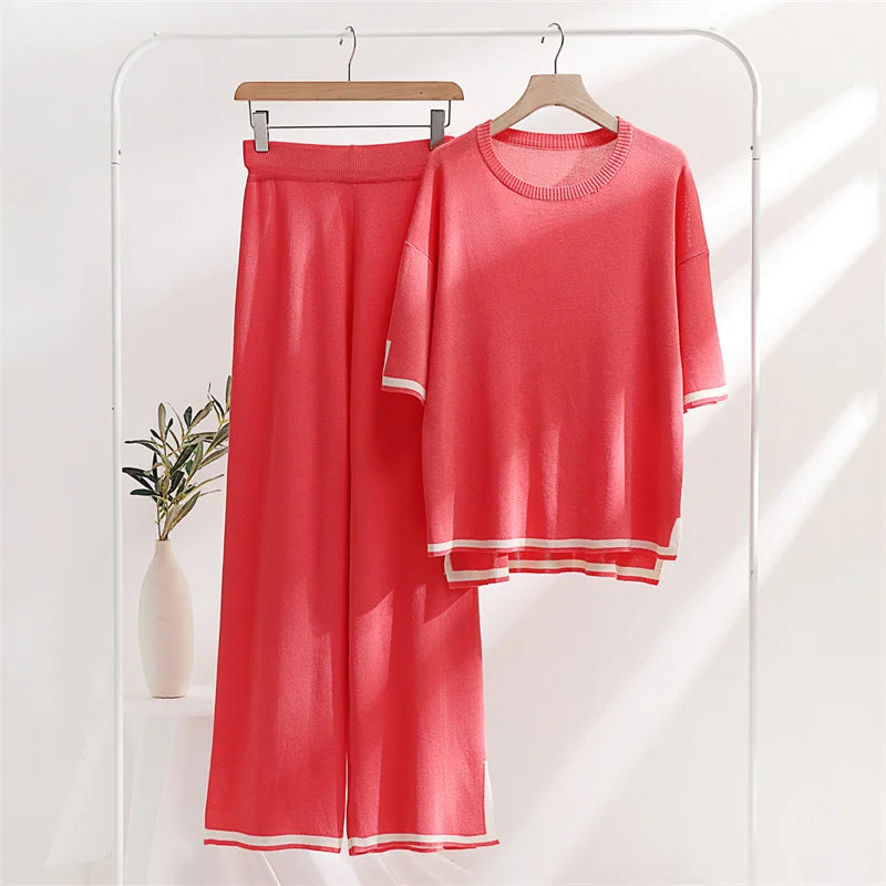 Two Piece Sets Women Loungewear Knit Summer