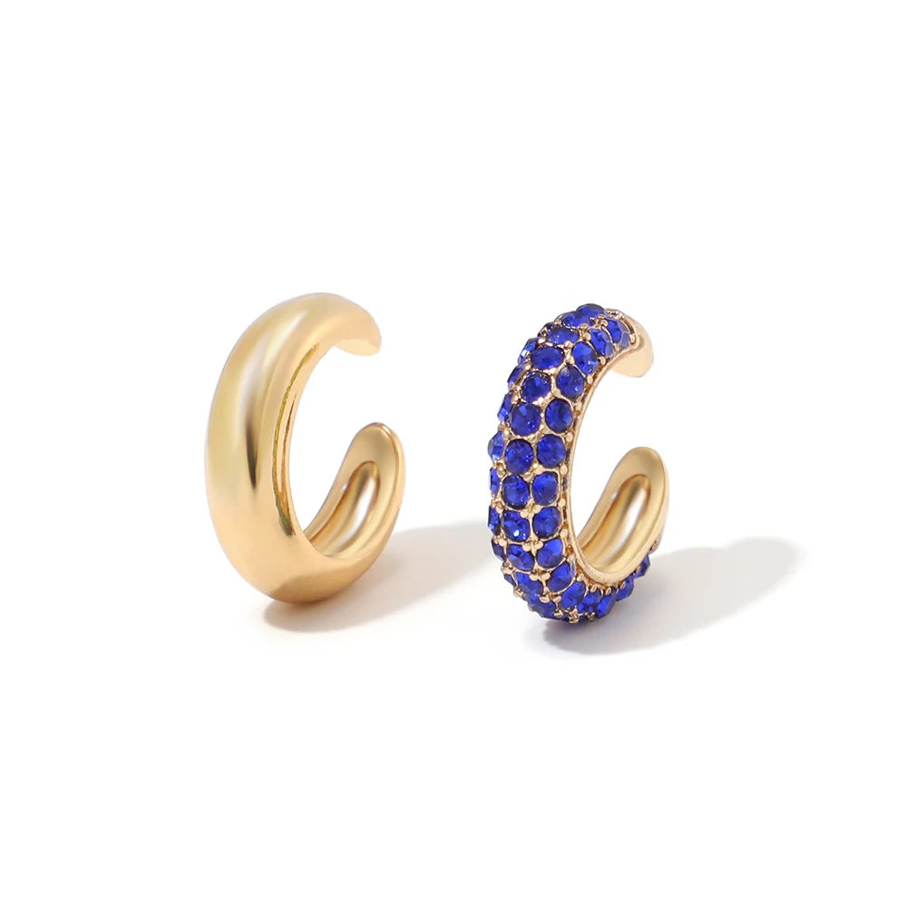 New Arrival Multicolor Crystal Ear Cuff Stackable Shaped Ear Clips No Pierced Cartilage Earring for Women