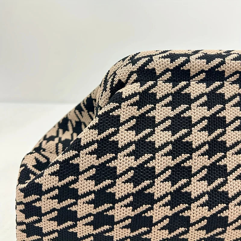 New high-end multi-functional knitted houndstooth Shoulder bag