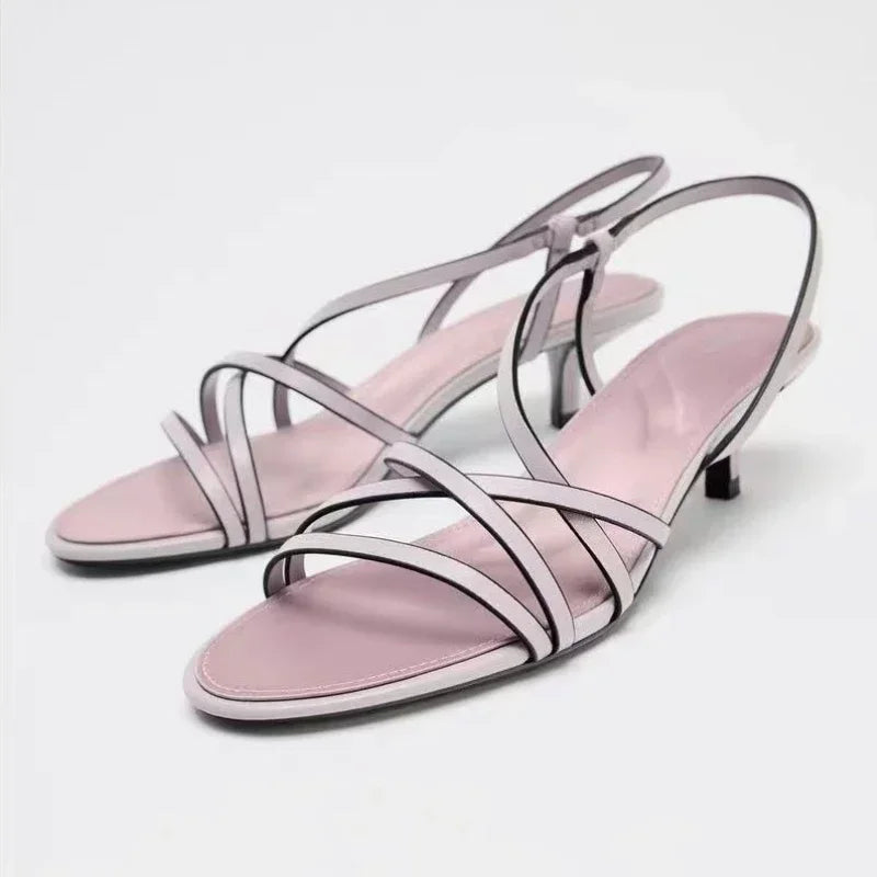 Designer Gold Silver Narrow Heel Sandals