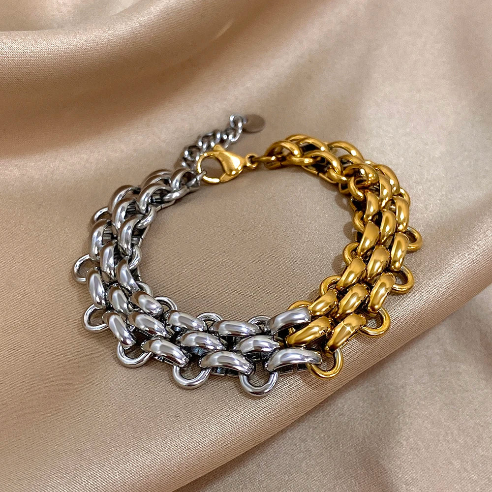 1pc Punk Gold Plated Steel Bracelets for Women Jewelry