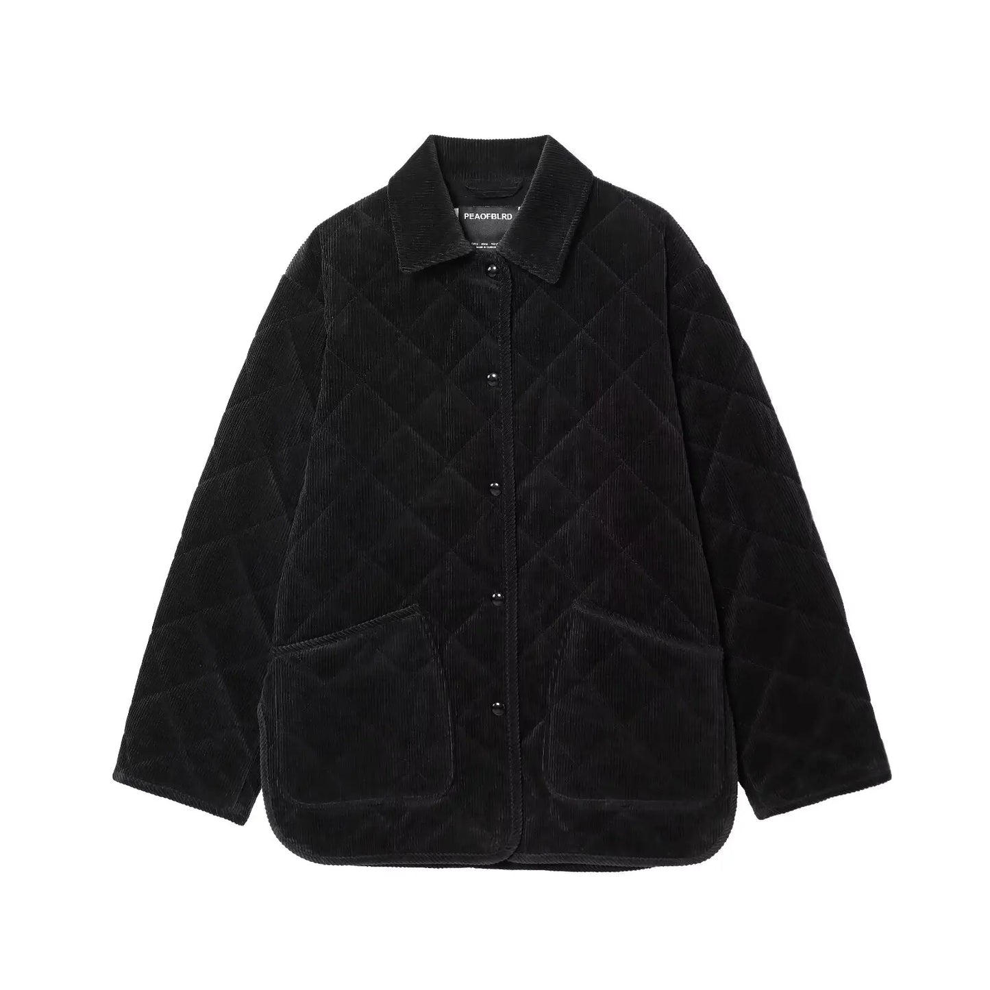 European and American style autumn and winter new diamond quilted thin cotton corduroy jacket