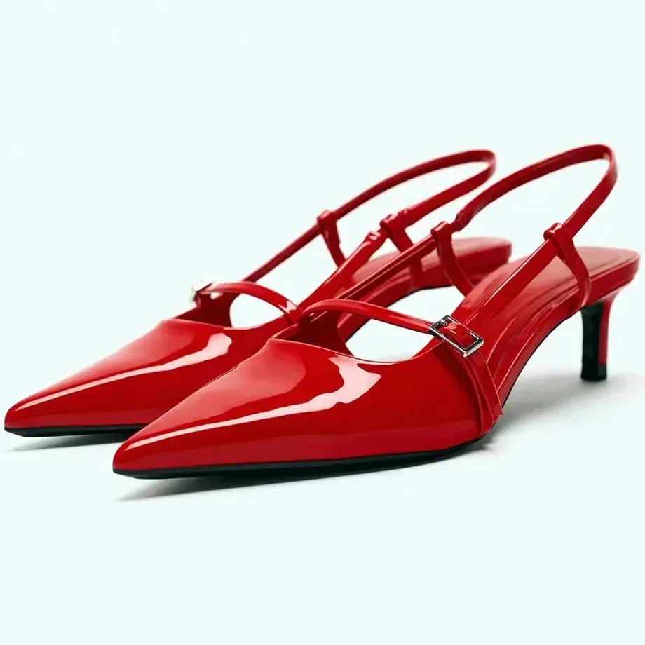 Elegant Red & black Sandals For Women