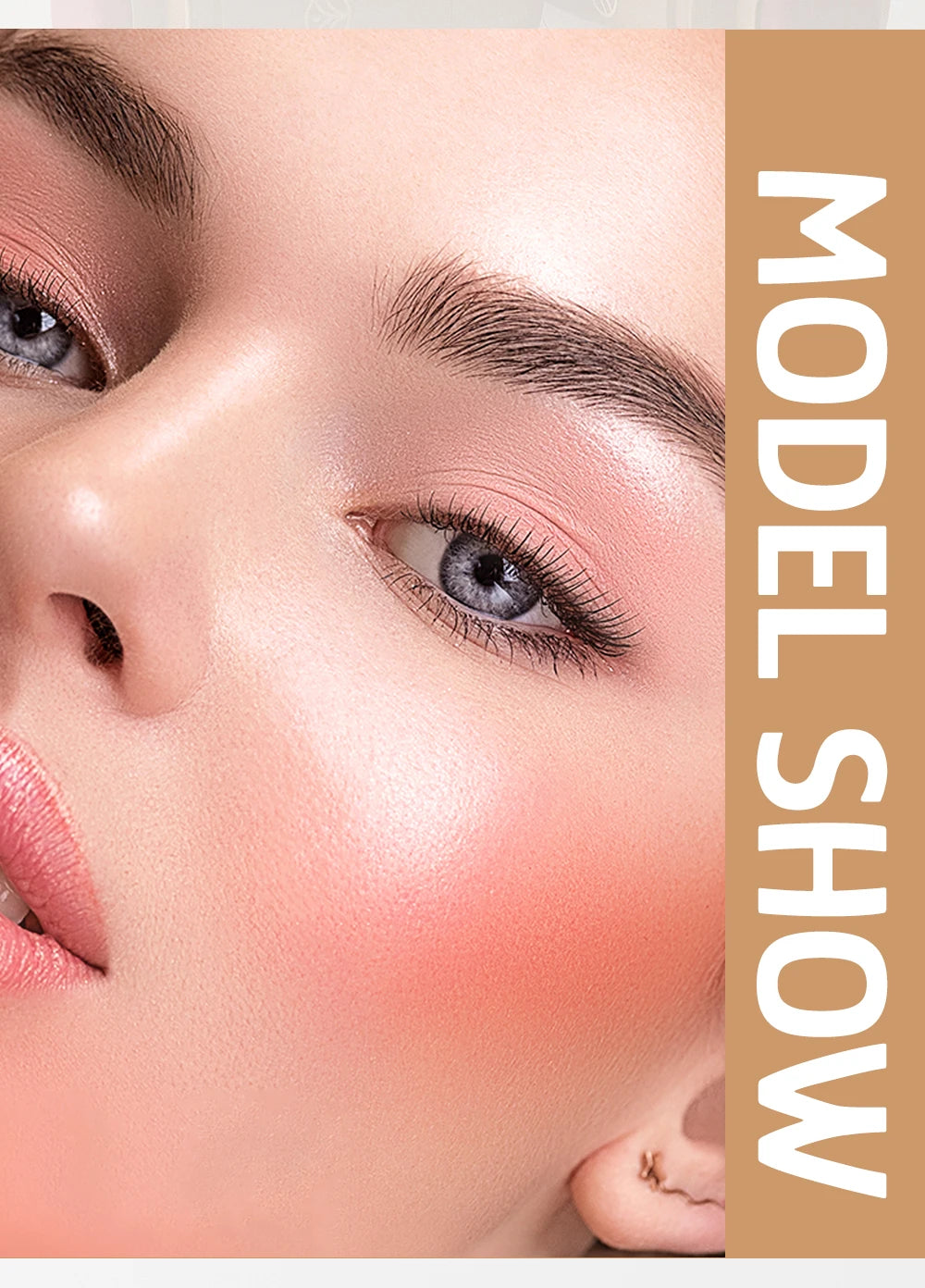 Powder blusher stick, natural 6 color, matte, portable, lip and cheek pocket, rouge cream