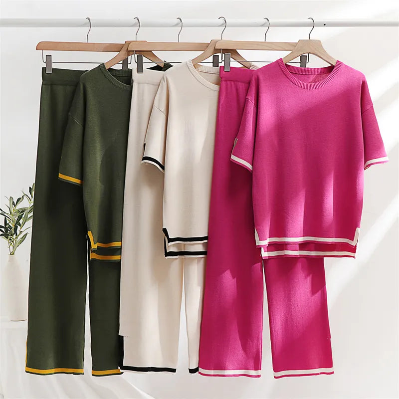 Two Piece Sets Women Loungewear Knit Summer