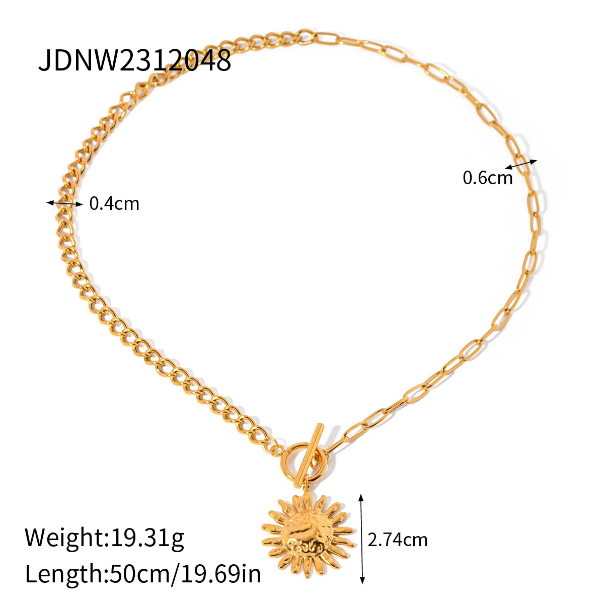 Gold Plated Stainless Sunflower Earrings & Pendant Necklace