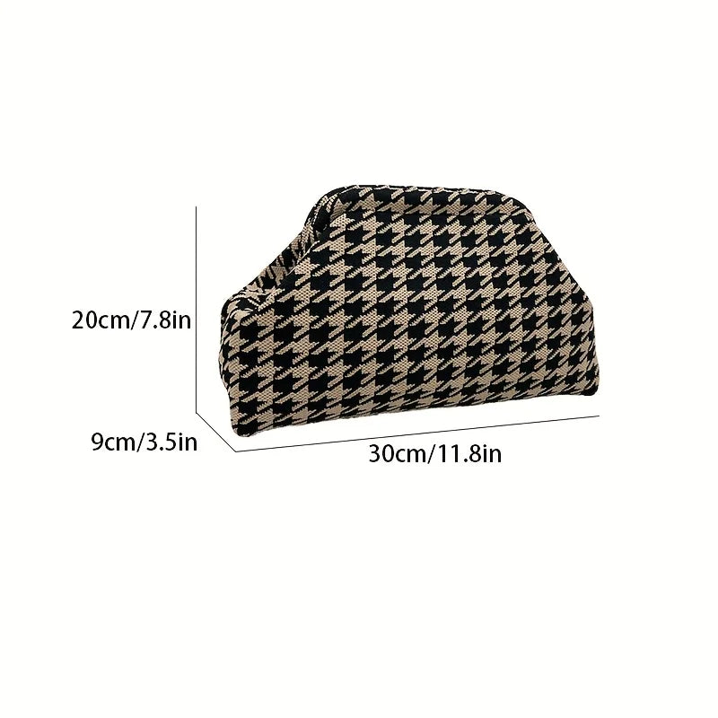 New high-end multi-functional knitted houndstooth Shoulder bag