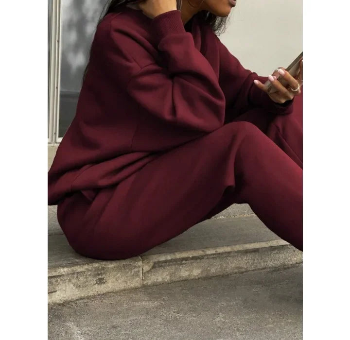 Casual Two Piece Set Woman New Sweatshirt and Pants Suit for Female Streetwear Autumn and Winter