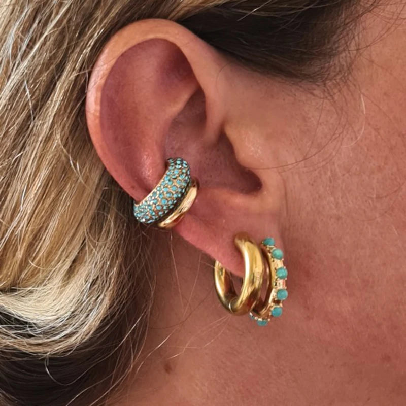 New Arrival Multicolor Crystal Ear Cuff Stackable Shaped Ear Clips No Pierced Cartilage Earring for Women