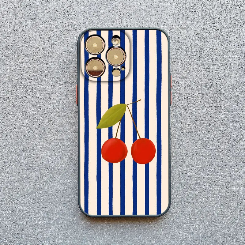 Fresh Summer Fruit Lemon Cherry Phone Case For iPhone 17 13 12 Mini 11 Pro Max Cases 16 15 14 Pro Max Plus XR XS X Back Cover